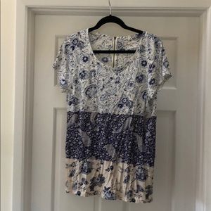 Lucky tee classic blue print cool zipper detailing